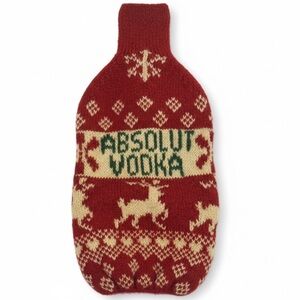 Absolut Vodka Red Cozy Sweater Christmas Sleeve Bottle Cover Cynthia Rowley